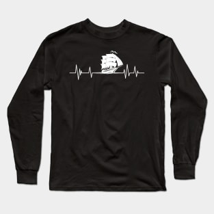 Sailing ship Heartbeat old sailing ship Lifeline Long Sleeve T-Shirt